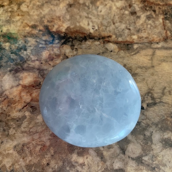 Beautiful Celestite Palm Crystal Worry Stone - Picture 2 of 4
